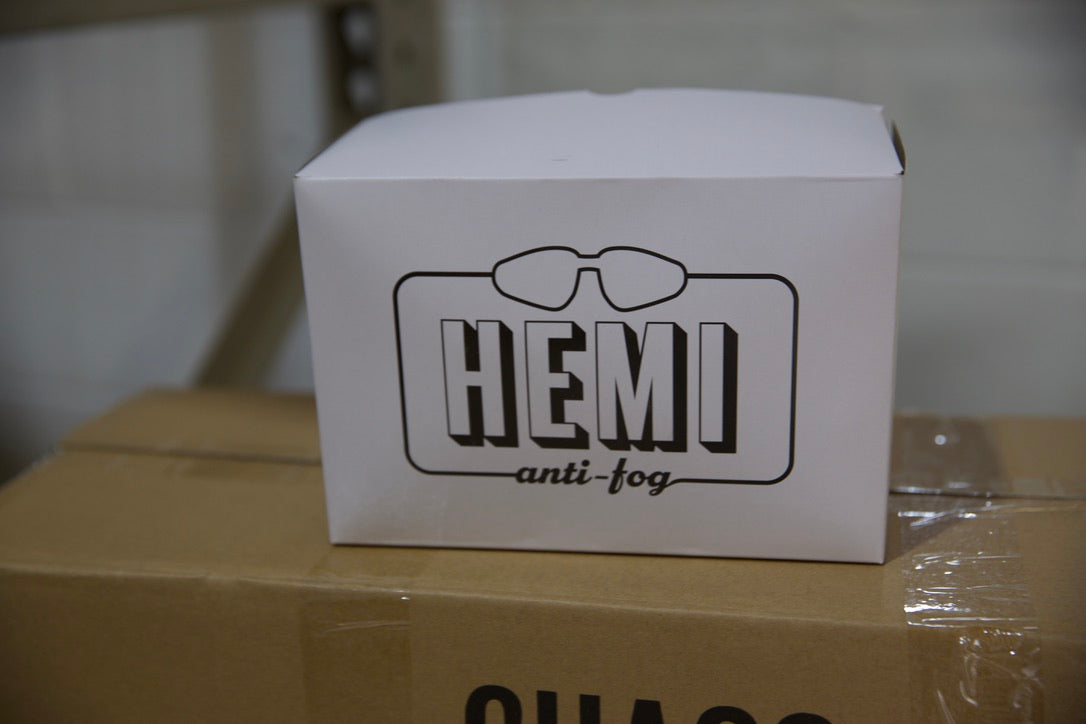 Hemi Safety Glasses - Anti-Fog, Clear Lens, Black Frame (Case of 144 glasses)